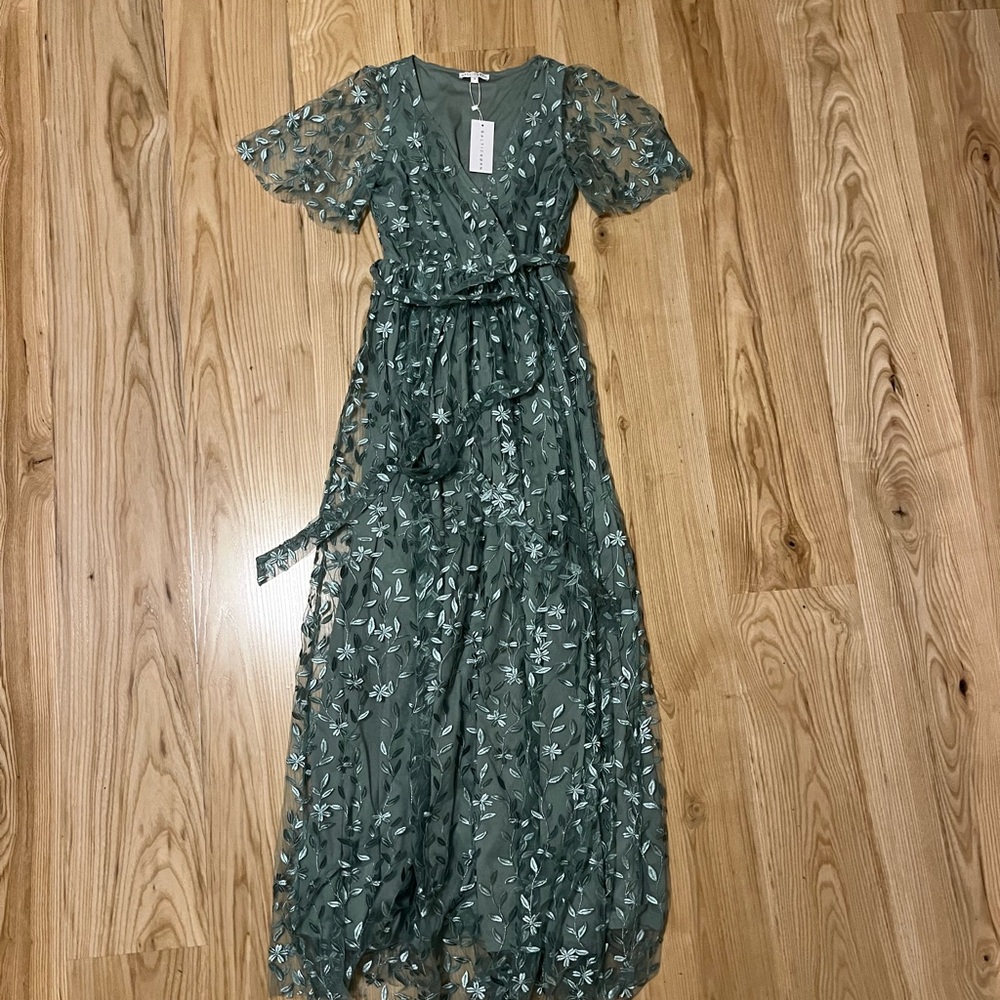 Baltic Born Marseille Embroidered Dress - Color: Eucalyptus